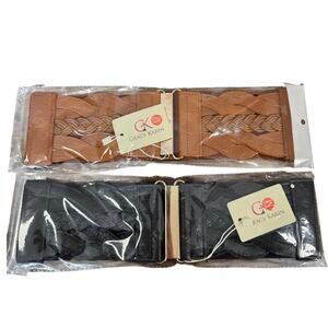 Grace Karin Size Medium Brown and Black Wide Elastic stretch dress belts